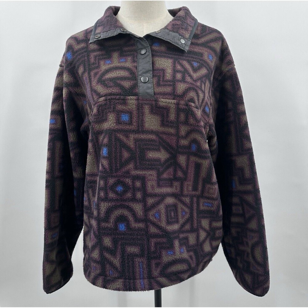 VTG Woolrich Fleece Womens M Pullover Sweatshirt T Snap Navajo Southwestern USA - Picture 2 of 8